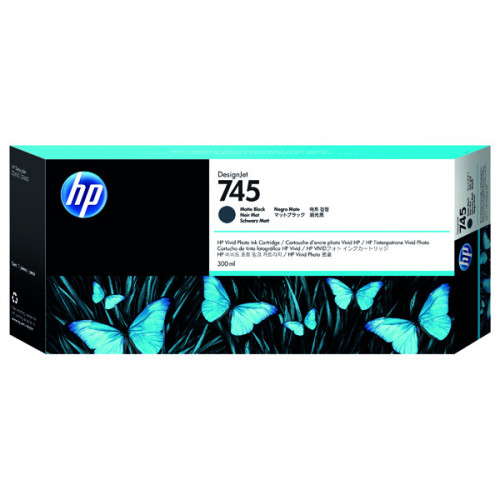 HP 745 DesignJet Matte Black Ink Cartridge (Capacity: 300ml) F9K05A