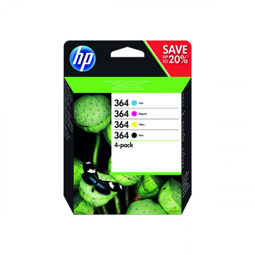 HP 364 Cyan/Magenta/Yellow/Black Ink Cartridges (Pack of 4) N9J73AE