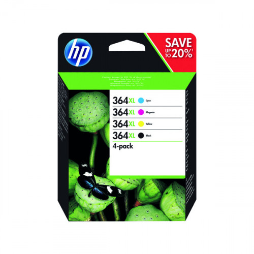 HP 364XL Cyan/Magenta/Yellow/Black Ink Cartridges High Yield (Pack of 4) N9J73AE