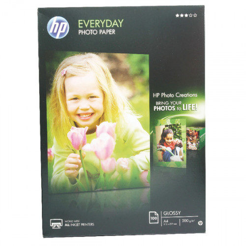 HP A4 White Everyday Glossy Photo Paper 200gsm (Pack of 100) Q2510A