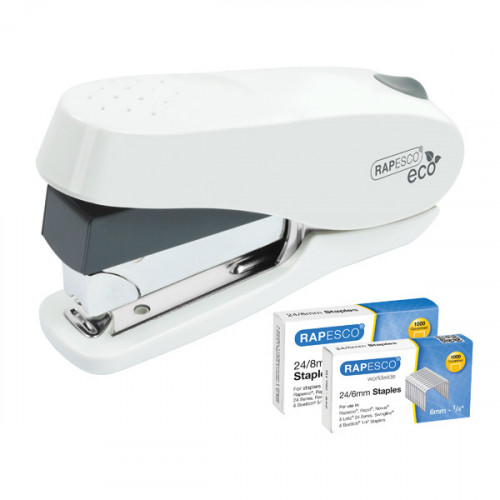 Rapesco ECO Luna Less Effort Stapler Capacity 50 Sheets White 1467