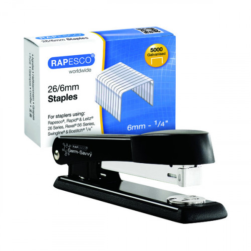 Rapesco Marlin Metal Stapler Black FOC 26/6mm Staples HT810945
