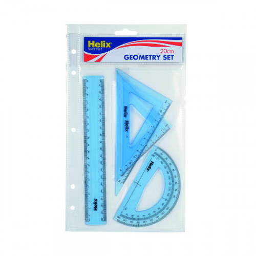 Helix Geometry 4 Tool Set (Includes scale ruler, 2 x set squares and protractor) Q88100