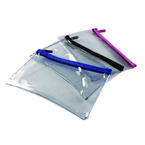Helix Clear Pencil Case 200x125mm Assorted (Pack of 12) M77040