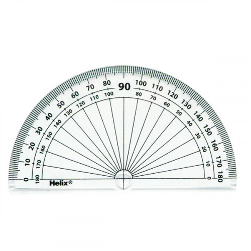 Helix 10cm 180 Degree Protractor Clear (Pack of 50) H02040
