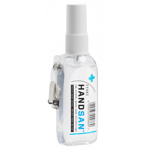 Evans Handsan Hand Sanitiser Clip-on Pump Bottle per 75 ml (available to order) A051WEV