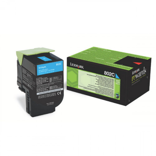 Lexmark 802C Cyan Toner Cartridge 80C20C0