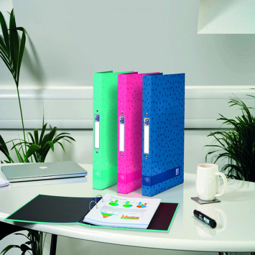 Oxford 70mm Ring Binder A4 Spots Teal/Pink/Navy (Pack of 3) 400158116