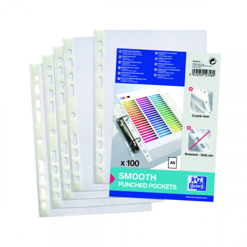 Oxford Punched Pocket 60 micron A5 Clear (Pack of 100) 400025671
