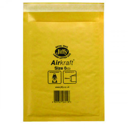 Jiffy AirKraft Bag Size 0 140x195mm Gold GO-0 (Pack of 10) MMUL04602