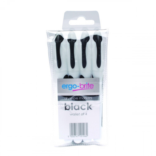 Ergo-Brite Drywipe Marker Rubber Grip Black (Pack of 4) JN10106