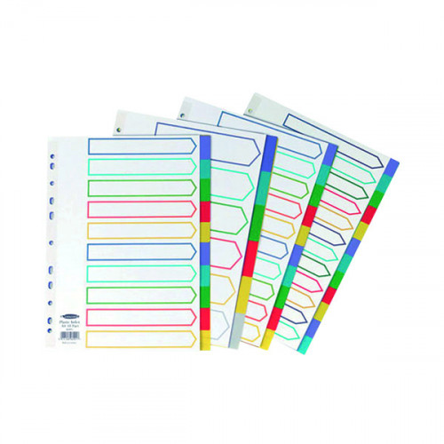 Concord Divider 10-Part A4 Polypropylene Multicoloured 06901