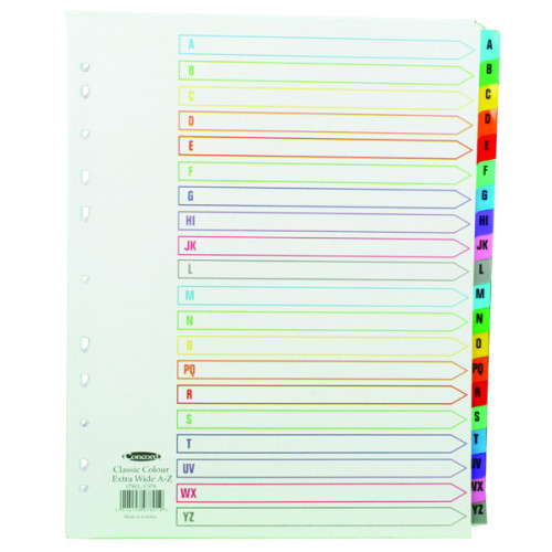 Concord Index A-Z A4 Extra Wide Multicoloured Mylar Tabs 07801/CS78