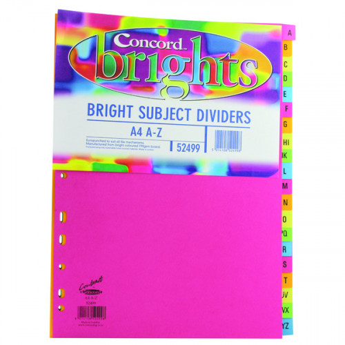 CONCORD BRIGHT A-Z DIVIDER A4 PK10