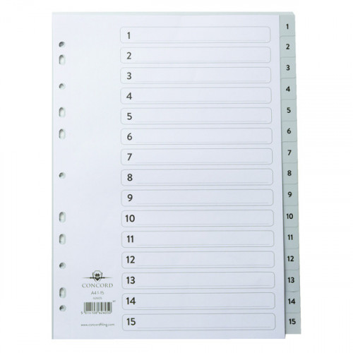 Concord Index 1-15 A4 Polypropylene Grey 62605