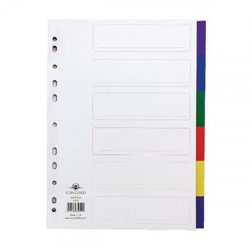CONCORD 6 PART DIVIDER COLOURED TABS