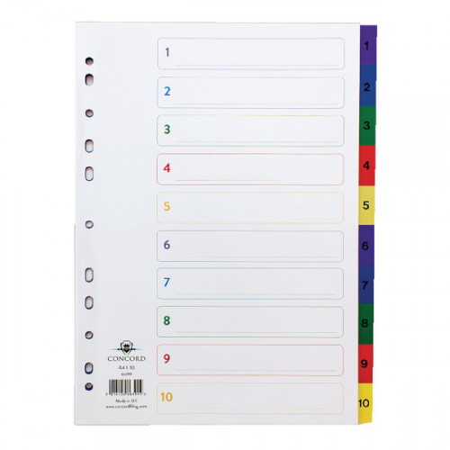 Concord Index 1-10 A4 Polypropylene Multicoloured 66399