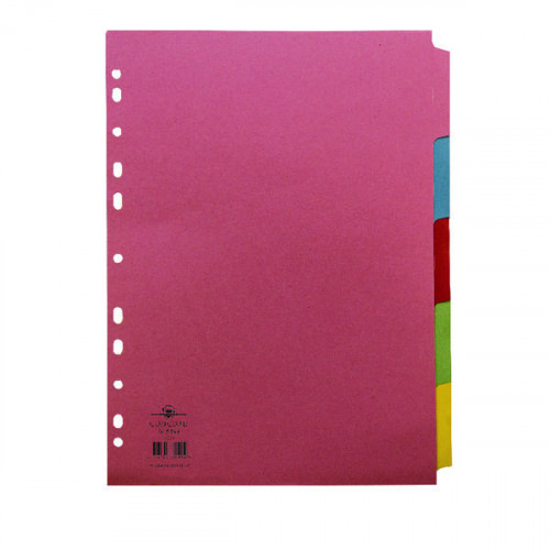 Concord Reinforced Divider 5-Part A4 160gsm Pastel Colours 77099