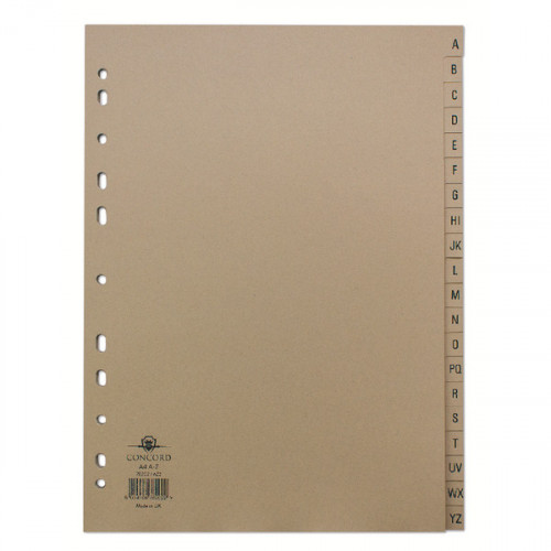 Concord Index A-Z 20-Part A4 Kraft Manilla Buff 78202/AZ2
