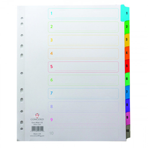 CONCORD INDEX 1-10 A4 EW MULTICOLOUR