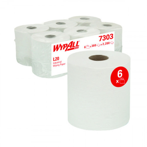 Wypall L20 Wiper Centrefeed Roll White (Pack of 6) 7303