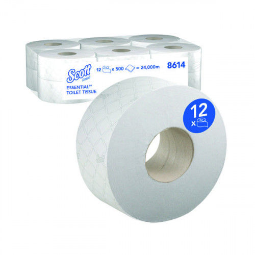 SCOTT MINI JUMBO WC TISSUE WHT PK12