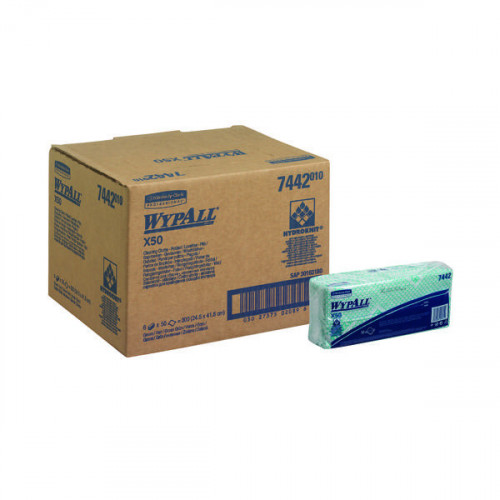 Wypall X50 Cleaning Cloths Green (Pack of 50) 7442