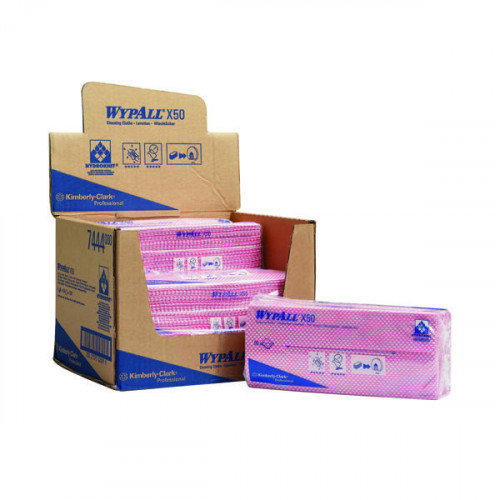 Wypall X50 Cleaning Cloths Red (Pack of 50) 7444