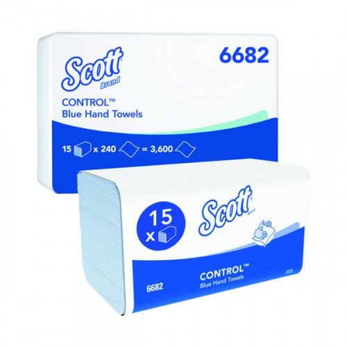 SCOTT CNTL V FOLD TWL 1 PLY BLU PK15