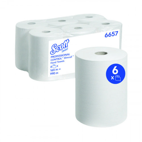 SCOTT SLIMROLL HAND TOWELS PK6 WHT