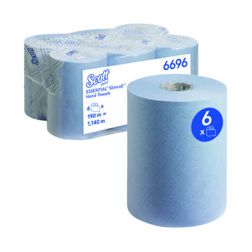 Scott Essential Slimroll Hand Towel Roll Blue 190m (Pack of 6) 6696