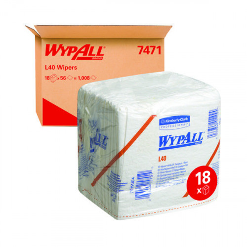 WYPALL L40 FOLDED WIPER 1PLY WHT P18