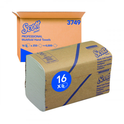 SCOTT MULTIFOLD H/TOWELS WHITE PK16
