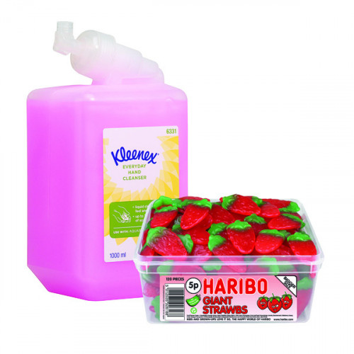 Kleenex Everyday Use Hand Soap Refill 1 Litre (Pack of 6) FOC Haribo