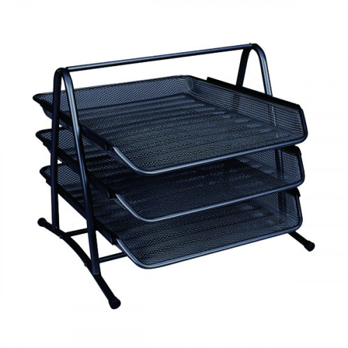 Q-CONNECT 3 TIER LETTER TRAY BLACK