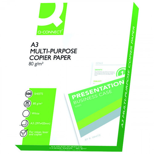 Q-Connect Copier A3 Paper 80gsm White Ream (Pack of 500) KF01089