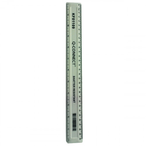 Q-Connect Shatter Resistant Ruler 30cm White (Pack of 10) KF01109Q