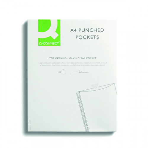 Q-CONNECT PUNCHED POCKET GLASS PK100
