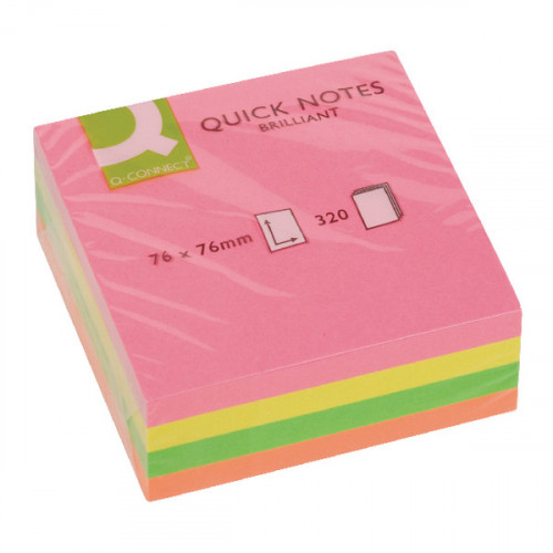 Q-Connect Quick Note Cube 76 x 76mm Assorted Neon KF01348