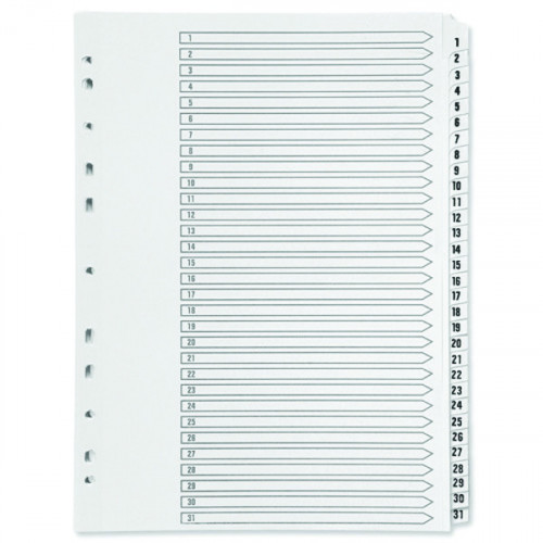 Q CONNECT INDEX 1-31 POLYPROP WHITE