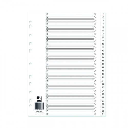 Q-CONNECT INDEX 1-31 WHITE PK10