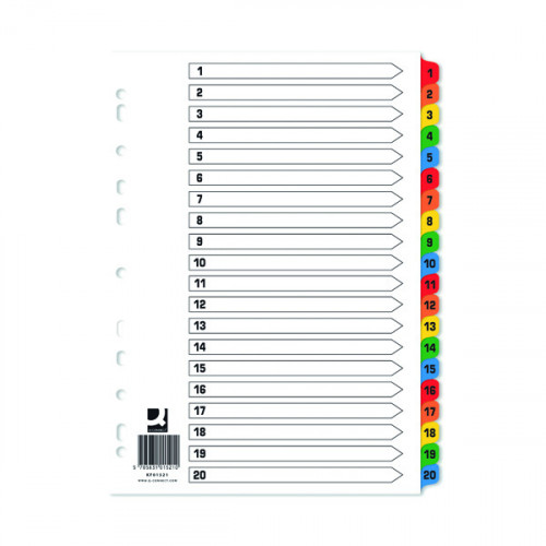 Q-CONNECT INDEX 1-20 BRD MULTI PK10