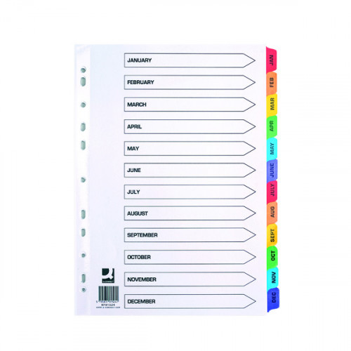 Q CARD DIVIDERS A4 JAN-DEC WHITE