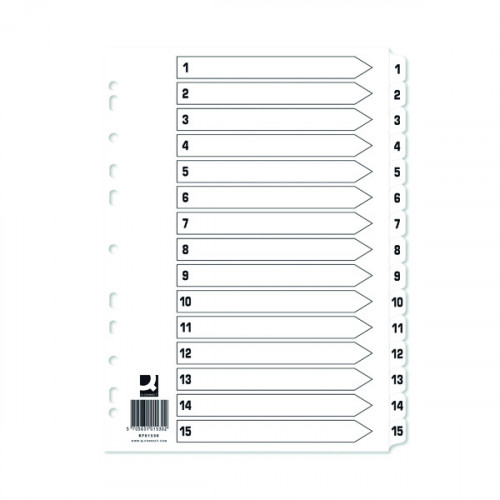 Q-CONNECT INDEX 1-15 BOARD WHT PK10