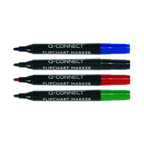 Q-CONNECT FLIPCHART MARKER WLT OF 4
