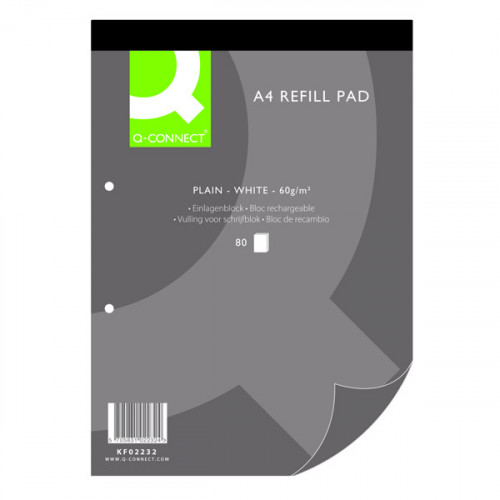 Q-Connect Plain Headbound Refill Pad 160 Pages A4 (Pack of 10) KF02232