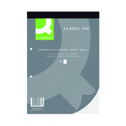Q-Connect Quadrille Ruled Head Bound Refill Pad 160 Pages A4 (Pack of 10) KF02233