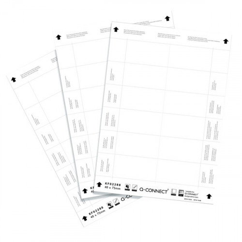 Q-Connect Name Badge Inserts 40x75mm 12 Per Sheet (Pack of 25) KF02288