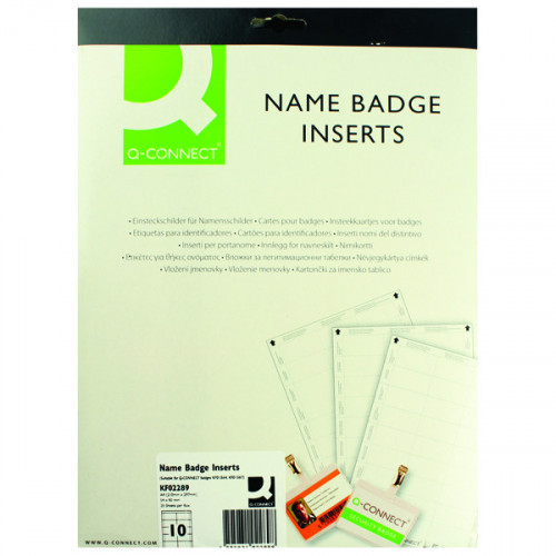 Q-CONNECT NAME BADGE INSERTS 25 SHTS