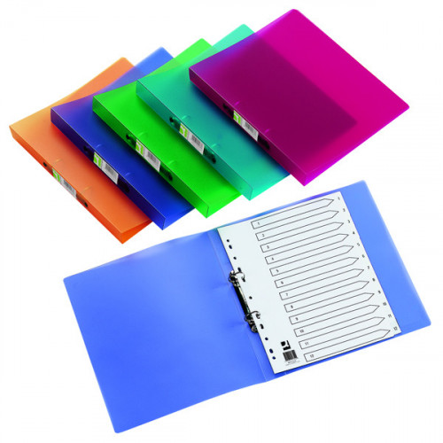 Q-Connect 2 Ring Binder Frosted A4 Clear (25mm capacity and has a spine label) KF02487
